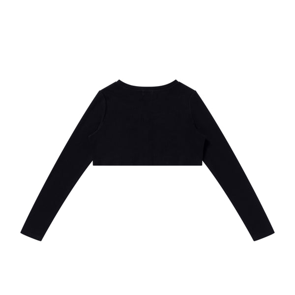 LOWERCASE SCRIPT CROPPED CARDIGAN BLACK