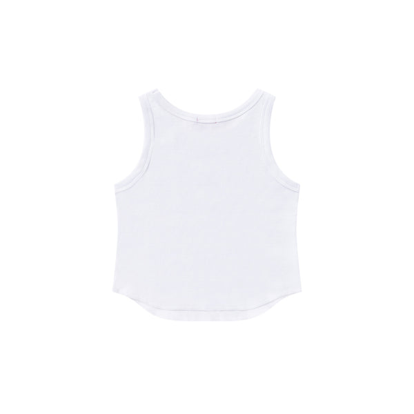 OE LOGO RIBBED TANK WHITE