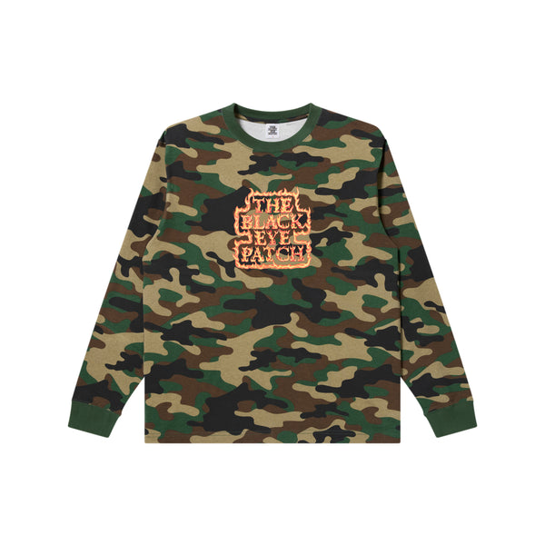 FLAMED OG LABEL L/S TEE WOODLAND CAMO