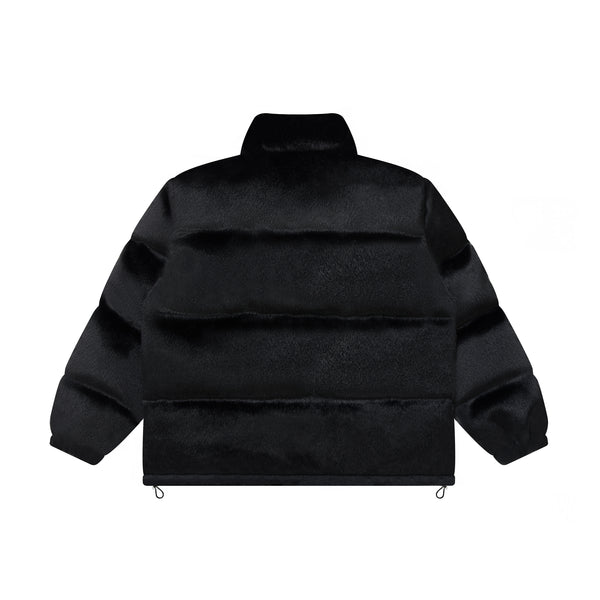 OG LABEL FAUX FUR DOWN JACKET BLACK