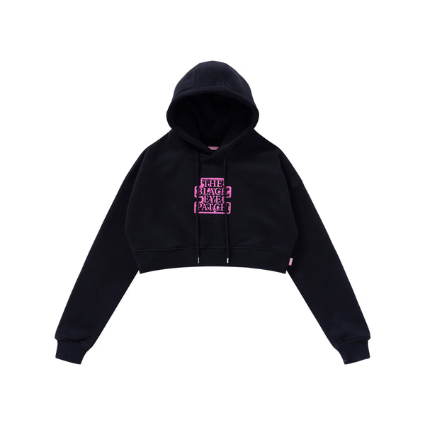 OG LABEL CROPPED HOODIE BLACK