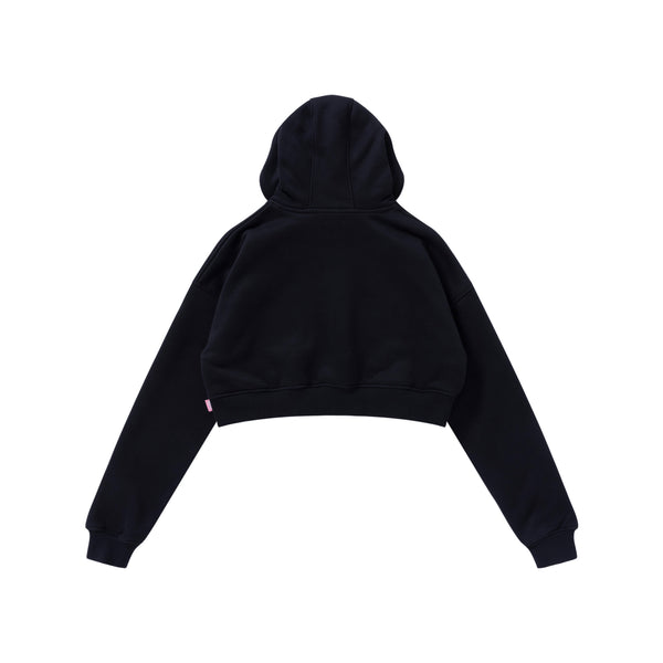 OG LABEL CROPPED HOODIE BLACK