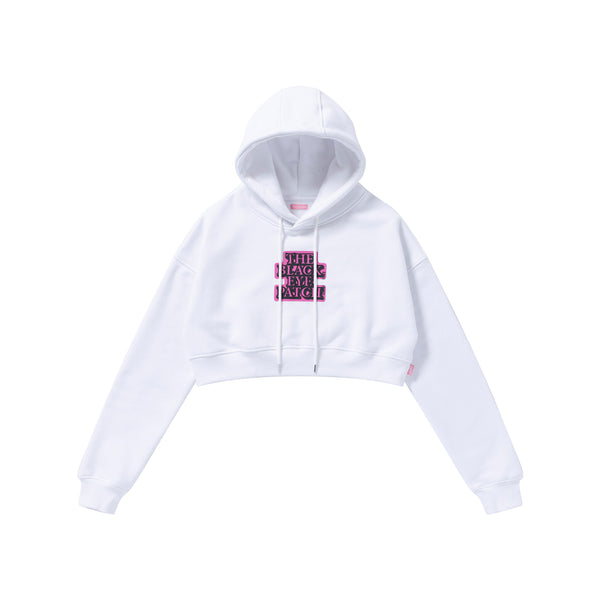 OG LABEL CROPPED HOODIE WHITE