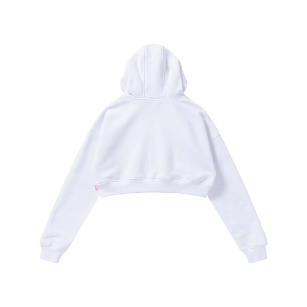 OG LABEL CROPPED HOODIE WHITE