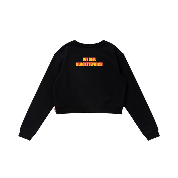 BAMBOO HOOP CROPPED CREW SWEAT BLACK