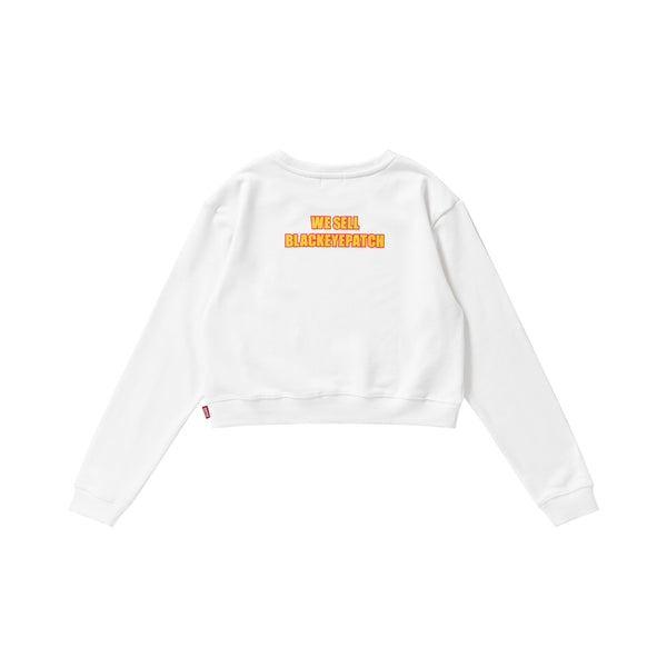 BAMBOO HOOP CROPPED CREW SWEAT WHITE