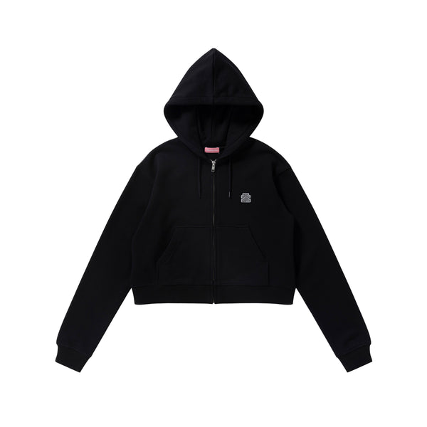 SMALL OG LABEL ZIP HOODIE BLACK