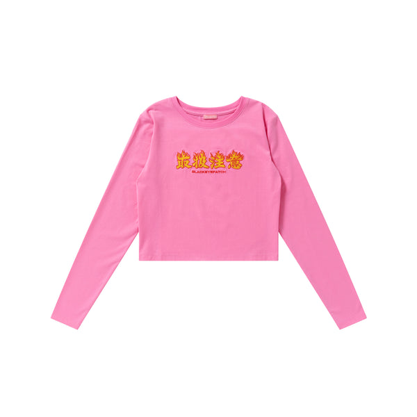 HWC FLAME LOGO CROPPED L/S TEE PINK