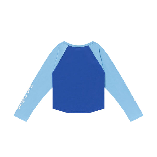 OE LOGO RAGLAN L/S TEE BLUE