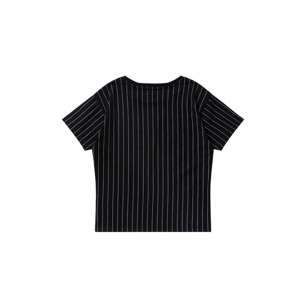 STRIPED B EMBLEM CROPPED TEE