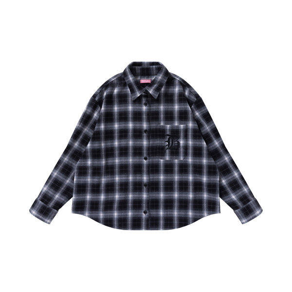 LOW SCRIPT LOOSE FLANNEL SHIRT