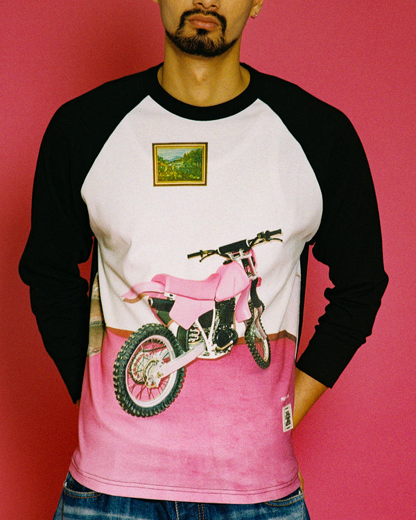 CES XC BIKE RAGLAN L/S TEE WHITE/BLACK