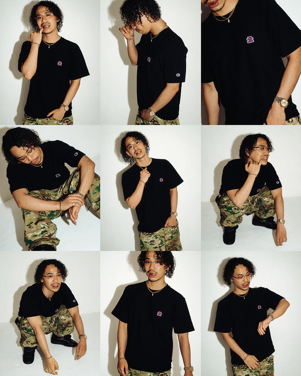SMALL OG LABEL REVERSE WEAVE S/S TEE BLACK