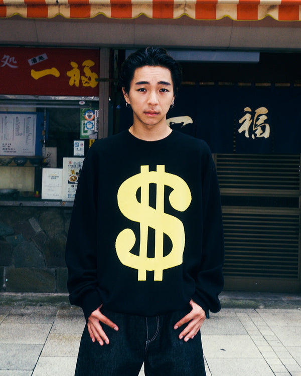 BIG DOLLAR SIGN KNITTED SWEATER BLACK