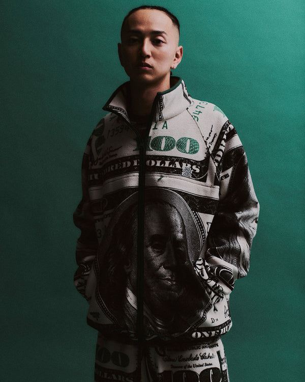 BIG HUNDEREDS PATTERNED FLEECE JACKET WHITE