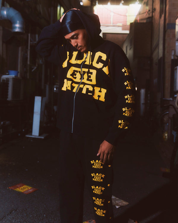 College Logo Zip Hoodie, Black