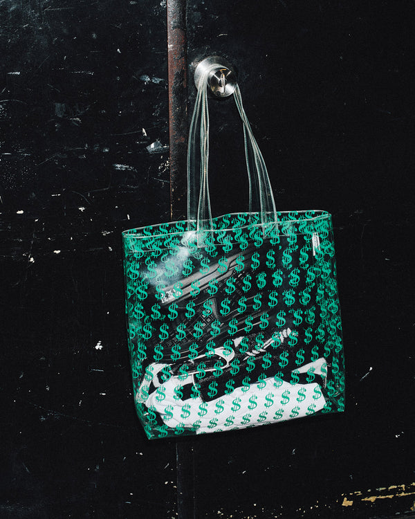 DOLLAR PATTERNED BAGGIE PVC TOTE