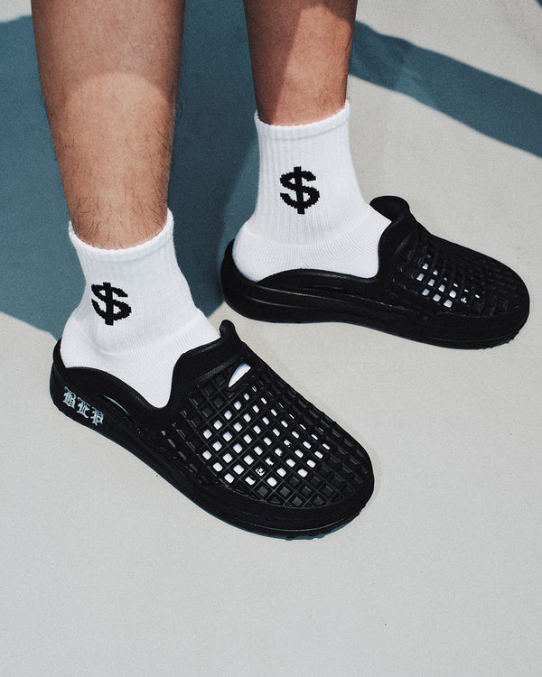 DOLLAR SIGN SHORT SOCKS WHITE