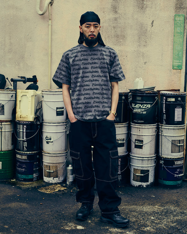 FASTHAND Script Patterned Tee, Charcoal