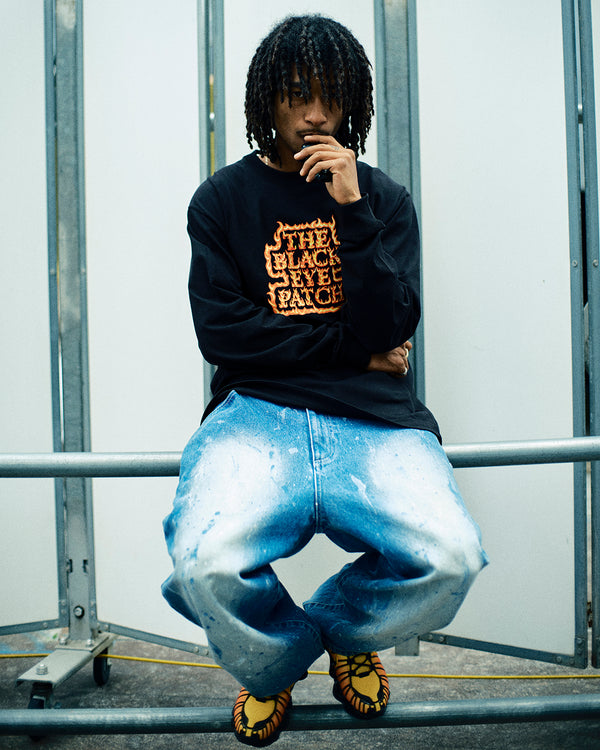 FLAMED OG LABEL L/S TEE WOODLAND CAMO