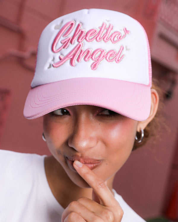 GHETTO ANGEL EMBROIDERED MESH CAP NAVY