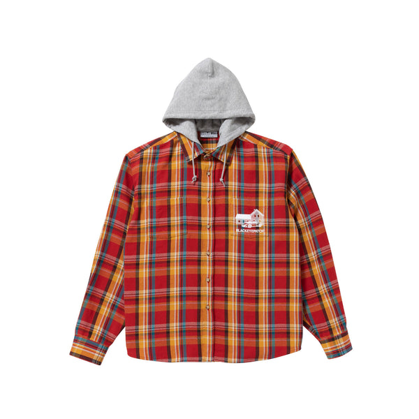 HOODED FLANNEL SHIRT MAROON / AMBER