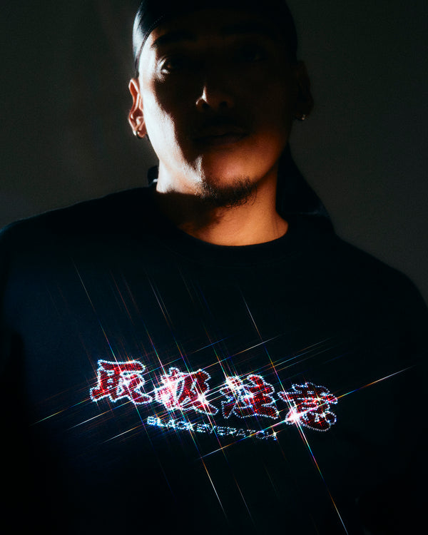 HWC RHINESTONE CREW SWEAT BLACK