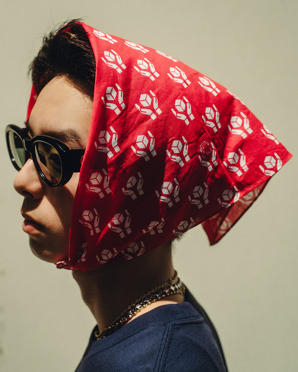 HWC GESTURE PATTERNED BANDANA RED