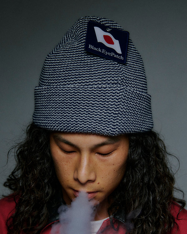 JAPAN FLAG PATCH TAGGED BEANIE BROWN