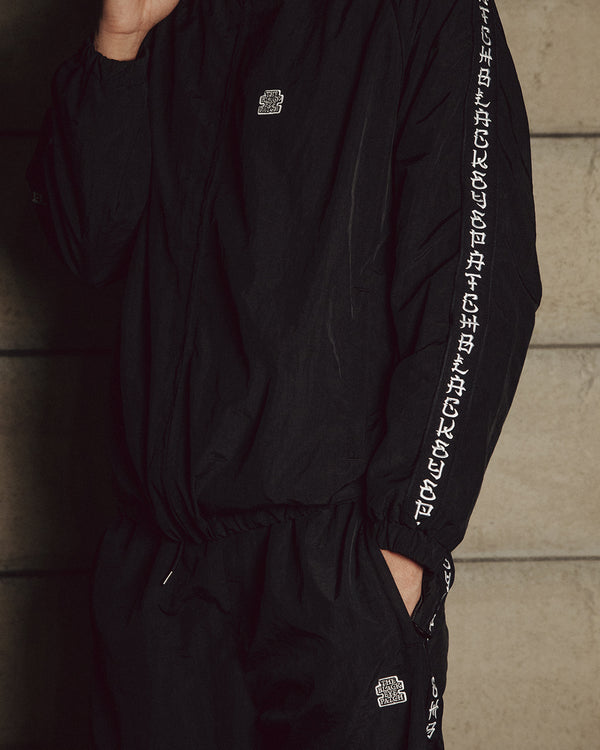 KANJI TAPED NYLON TRACK JACKET BLACK