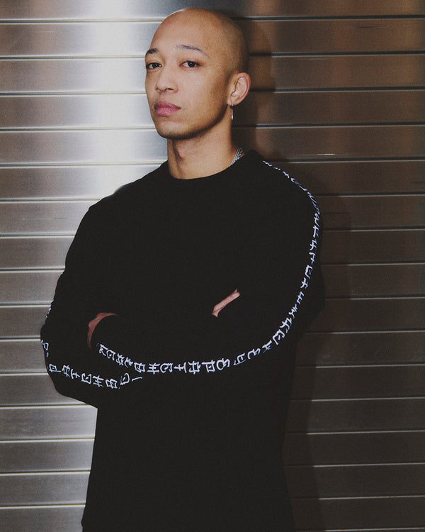 KANJI SLEEVES EMBROIDERED L/S TEE WHITE