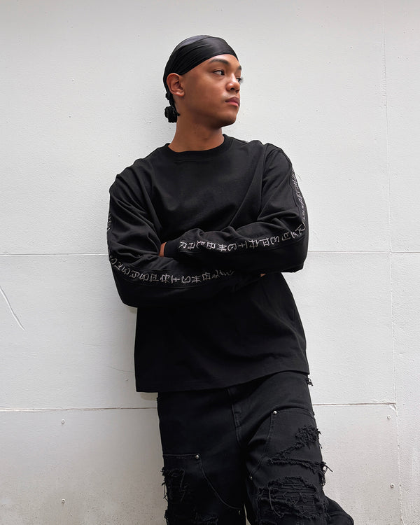 KANJI TAPED HEAVYWEIGHT L/S TEE BLACK