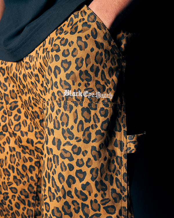 LEOPARD PATTERNED DOUBLE KNEE PANTS