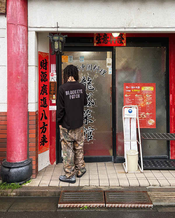 MADE IN CHINA RHINESTONE L/S TEE BLACK