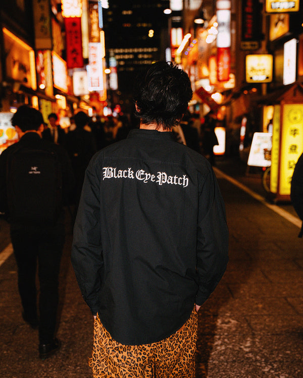 OE LOGO EMBROIDERED L/S SHIRT BLACK