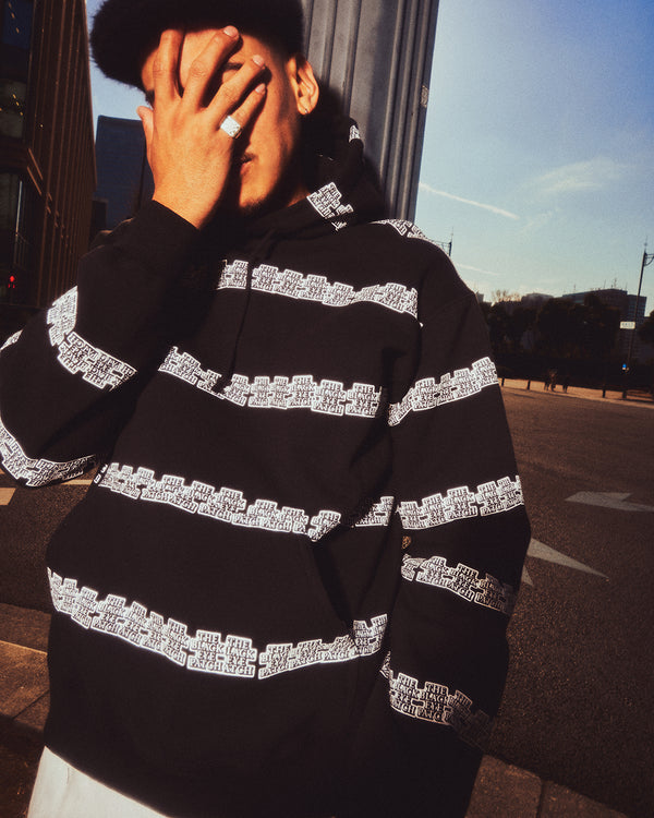 OG LABEL BORDERED HOODIE BLACK