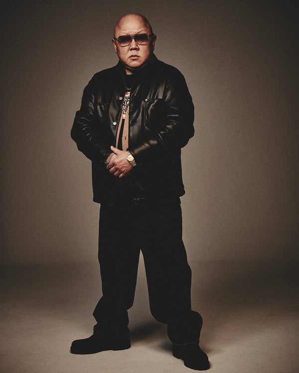 OG LABEL FAUX LEATHER COVERALL JACKET BLACK