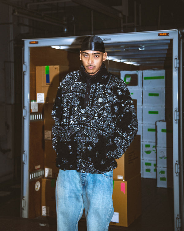 OG LABEL PAISLEY FLEECE PULLOVER BLACK