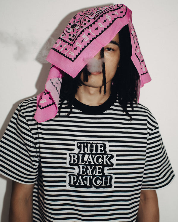 OG LABEL PATCHED STRIPE HEAVYWEIGHT TEE WHITE/BLACK
