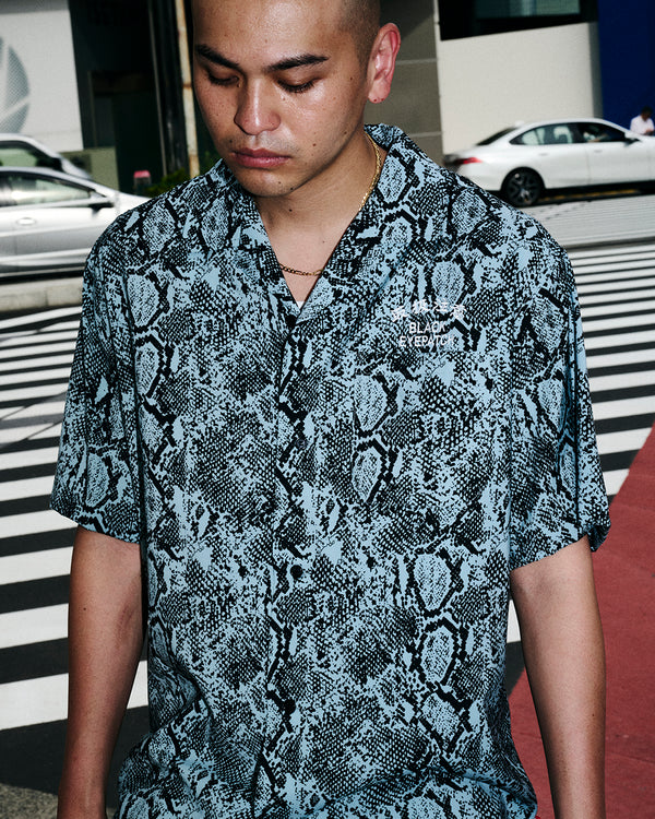 PYTHON HWC LABEL OPEN COLLARED S/S SHIRT GREEN