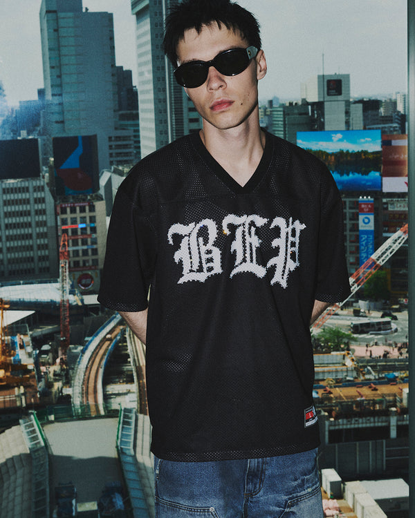 RHINESTONE 3 LETTER OE HOCKEY JERSEY BLACK