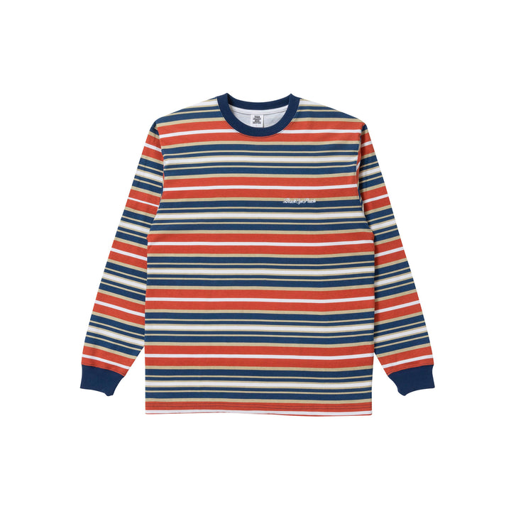 ROYAL SCRIPT BORDERED L/S TEE BLUE / RED
