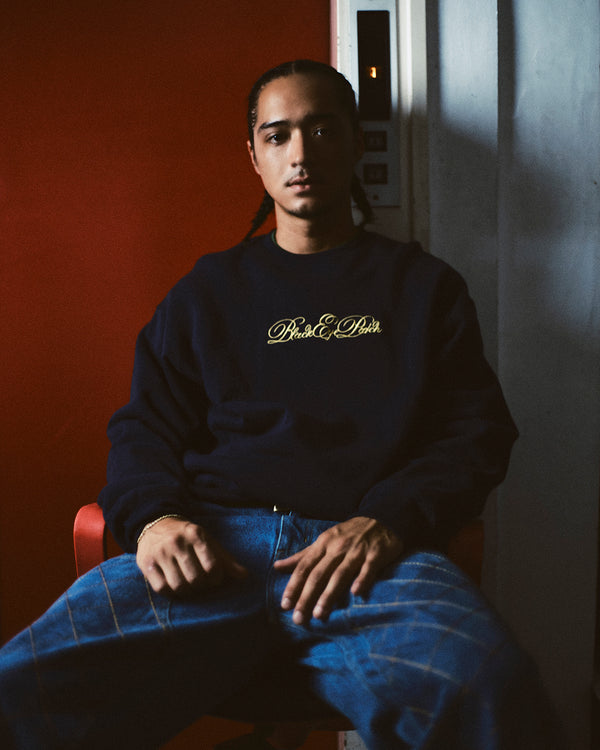 Serpentine Script Crew Sweat, Navy