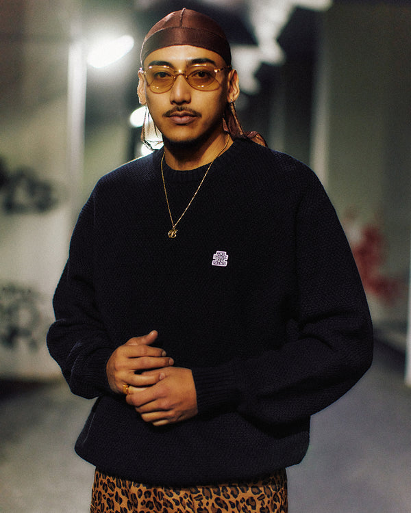 SMALL OG LABEL WAFFLE KNIT SWEATER OLIVE