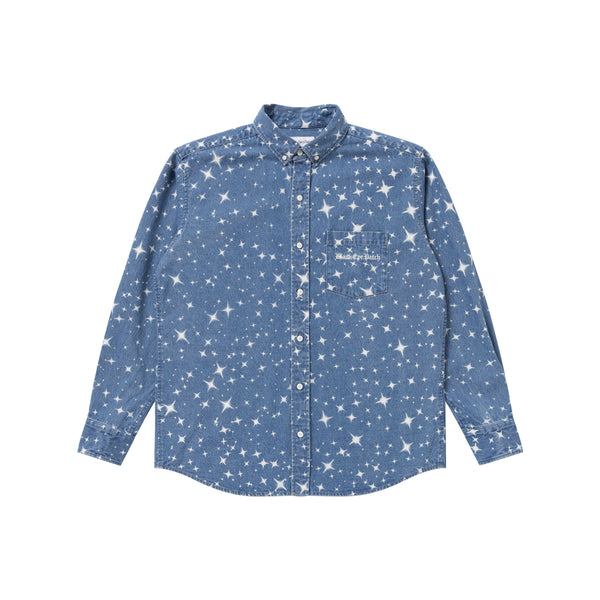 STAR PATTERMED DENIM SHIRT BLUE
