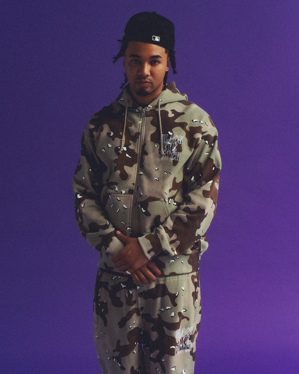 STENCIL LOGO EMBROIDERED SWEAT PANTS DESERT CAMO