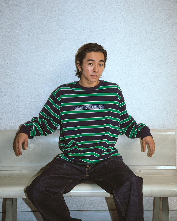 STRIPED COLLEGE L/S TEE