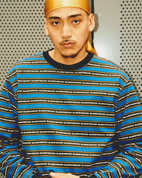 TACTIC SANS STRIPED L/S TEE BLUE