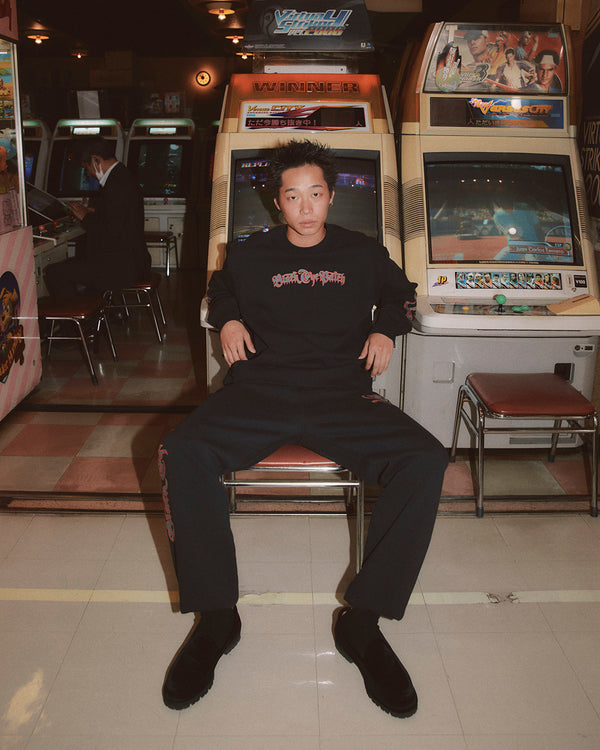 TRIBAL FLAMES CREW SWEAT BLACK