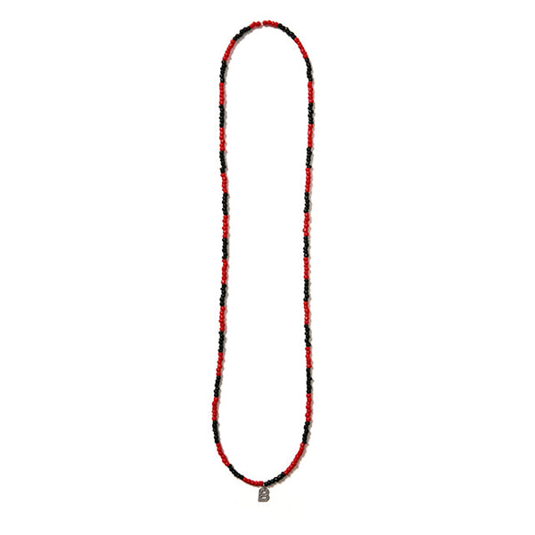 B EMBLEM BEADED NECKLACES(10K/WG) BLK / RED